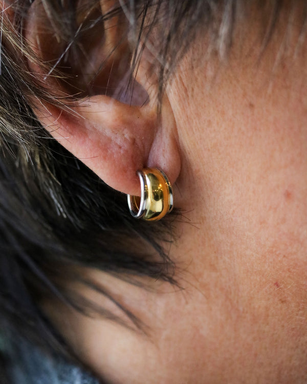 Paire de Créoles Or Jaune  et Blanc