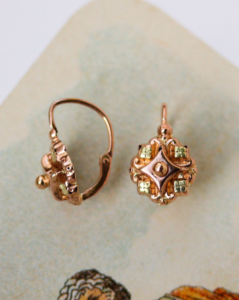 Paire de Dormeuse Or Rose et Jaune