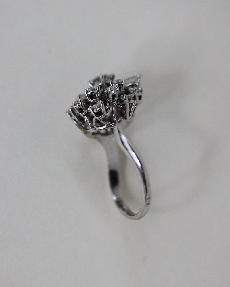 Bague Marguerite cocktail Or blanc Platine Diamants