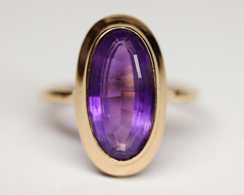 Bague Art Déco Or Rose Améthyste