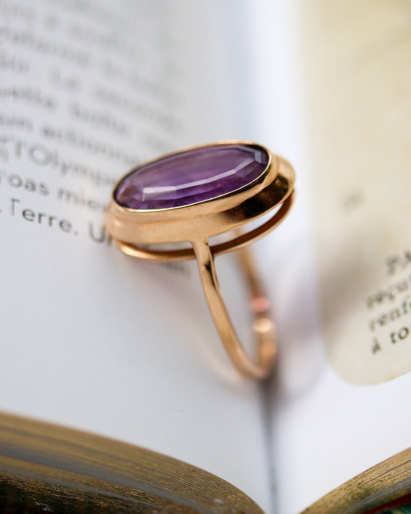 Bague Art Déco Or Rose Améthyste