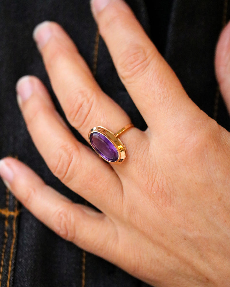 Bague Art Déco Or Rose Améthyste