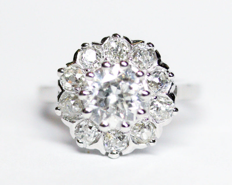 Bague Marguerite Ancienne Diamants et Platine