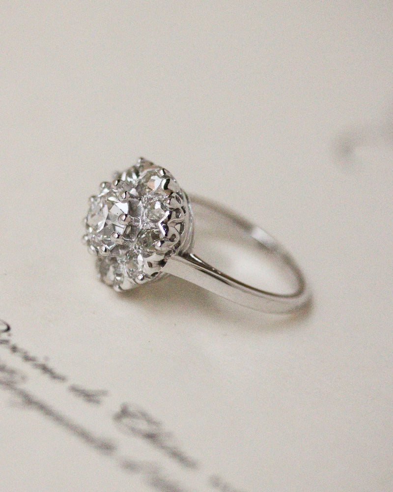 Bague Marguerite Ancienne Diamants et Platine