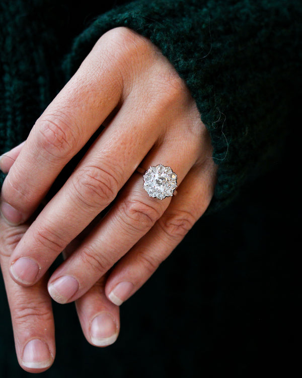 Bague Marguerite Ancienne Diamants et Platine