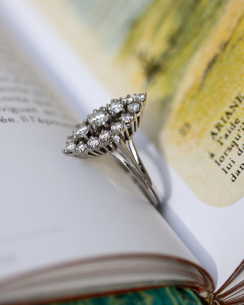 Bague Marquise Or blanc et Diamants