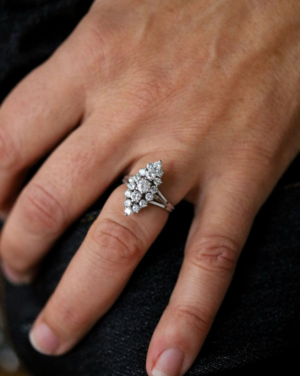 Bague Marquise Or blanc et Diamants