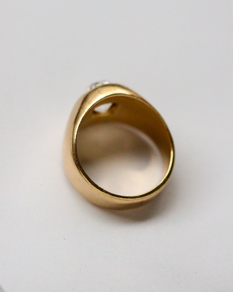 Bague Jonc Or Jaune et Diamant Taille Coussin