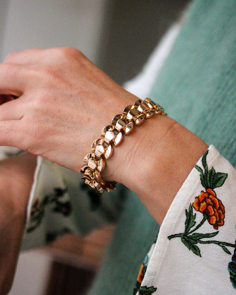 Bracelet Tank Mailles Articulées Or Rose