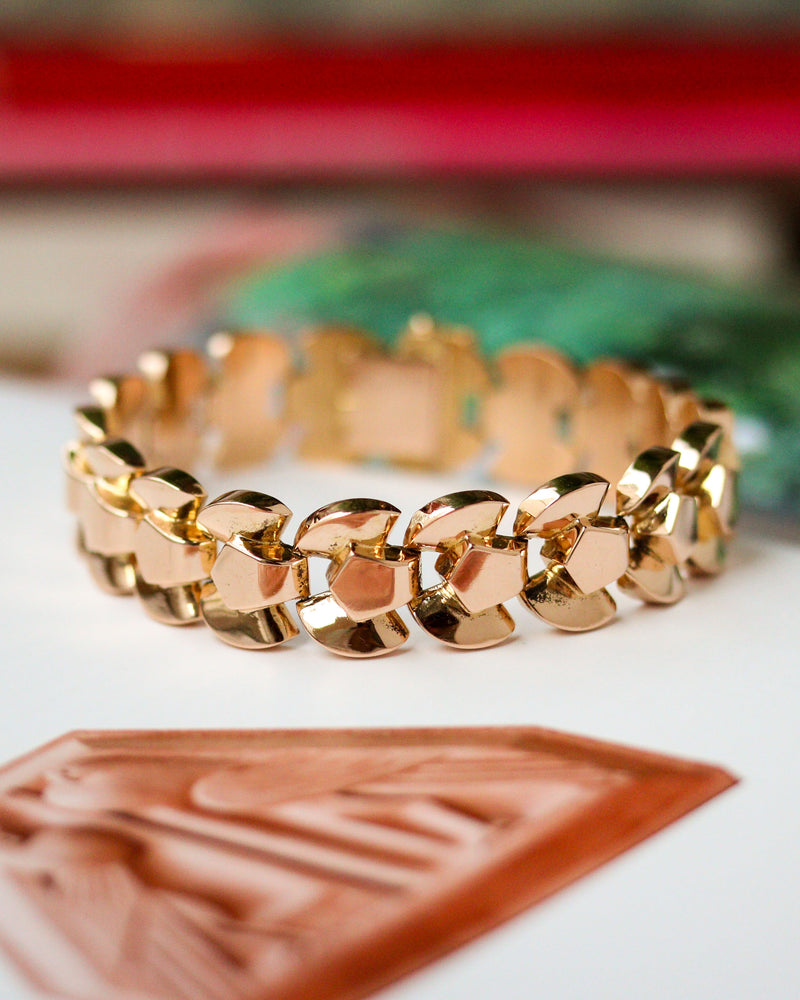 Bracelet Tank Mailles Articulées Or Rose