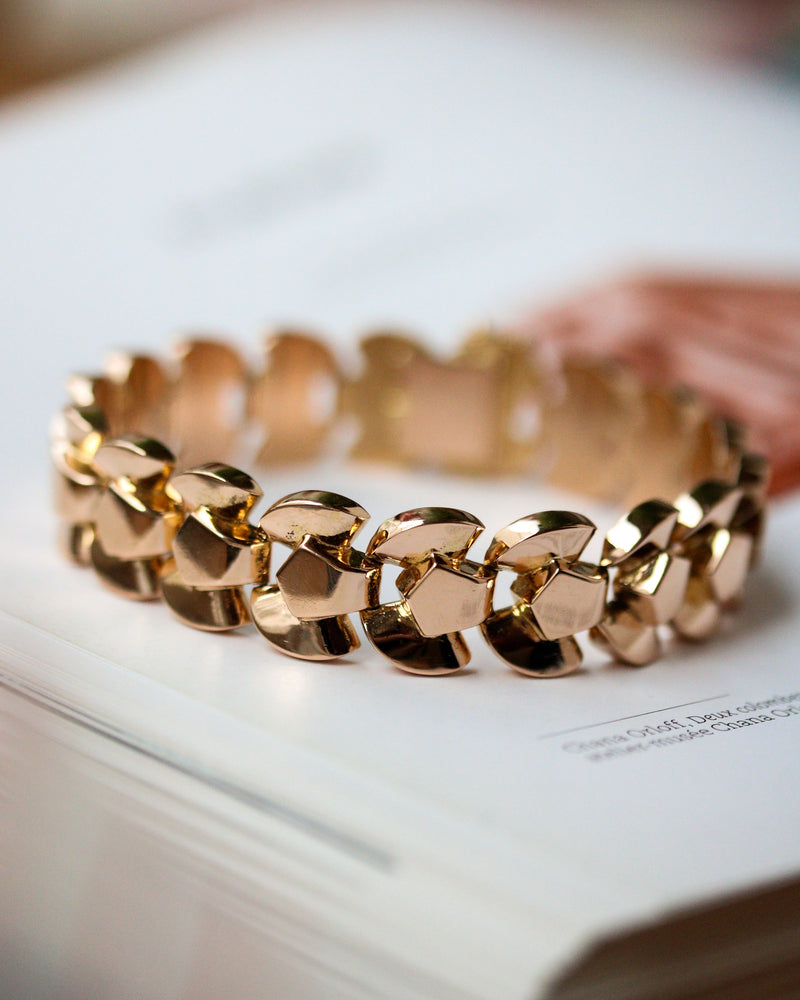 Bracelet Tank Mailles Articulées Or Rose