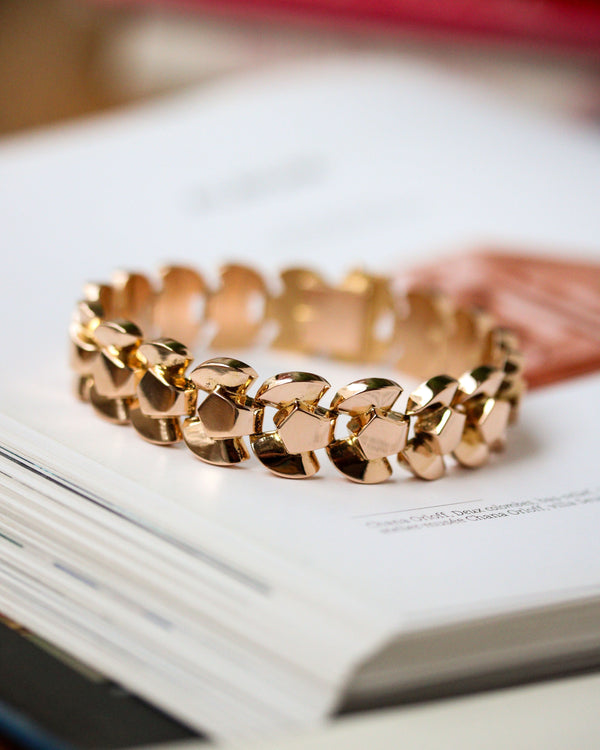 Bracelet Tank Mailles Articulées Or Rose