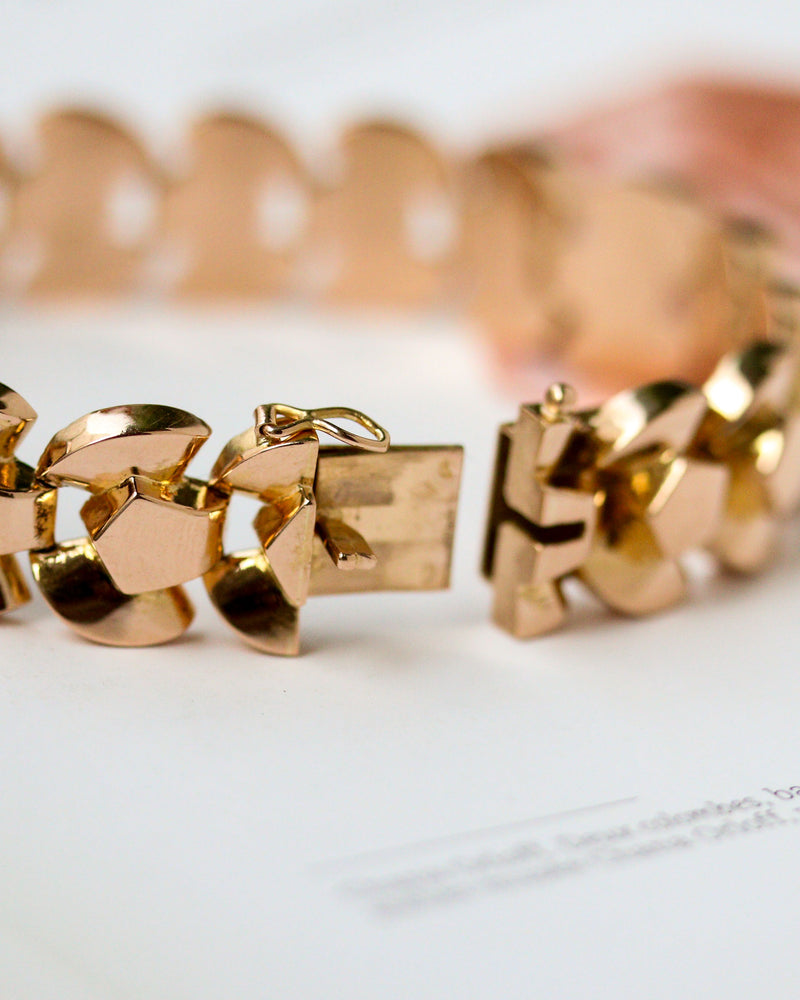 Bracelet Tank Mailles Articulées Or Rose