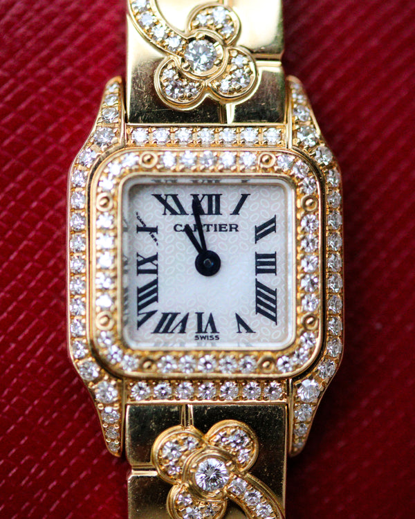 Montre Mini Panthère Fleurs Or Jaune et Diamant signe Cartier