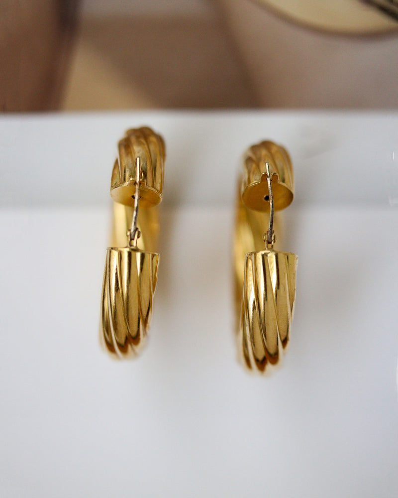 Paire de Créoles Motif Torsadé Or Jaune