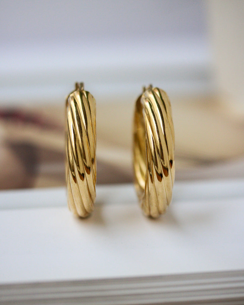 Paire de Créoles Motif Torsadé Or Jaune