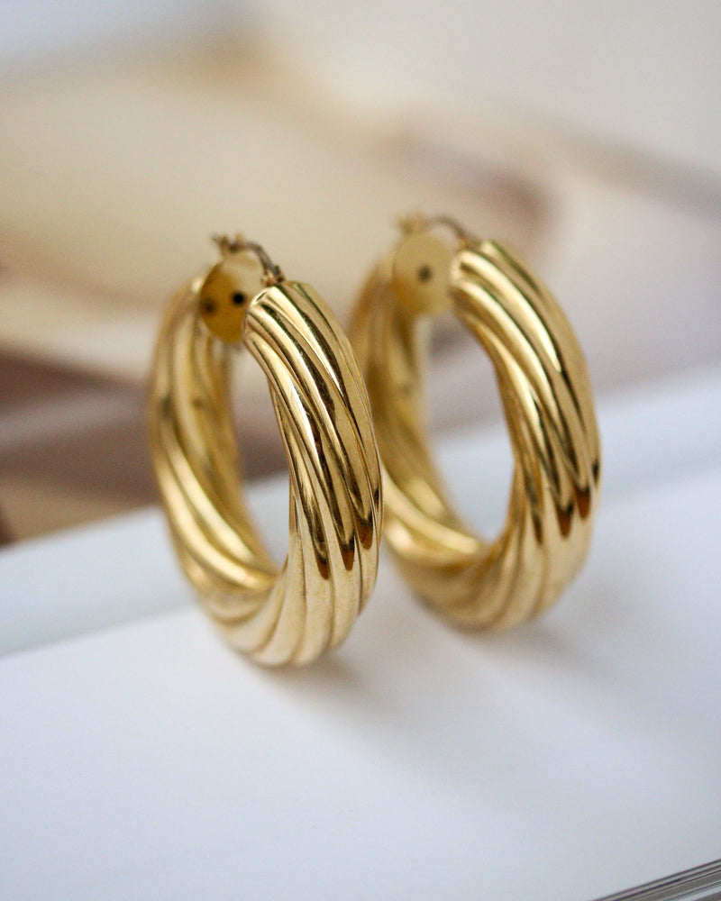 Paire de Créoles Motif Torsadé Or Jaune