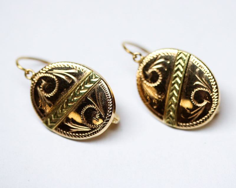 Paire de Dormeuses Médaillon Or Jaune et roe