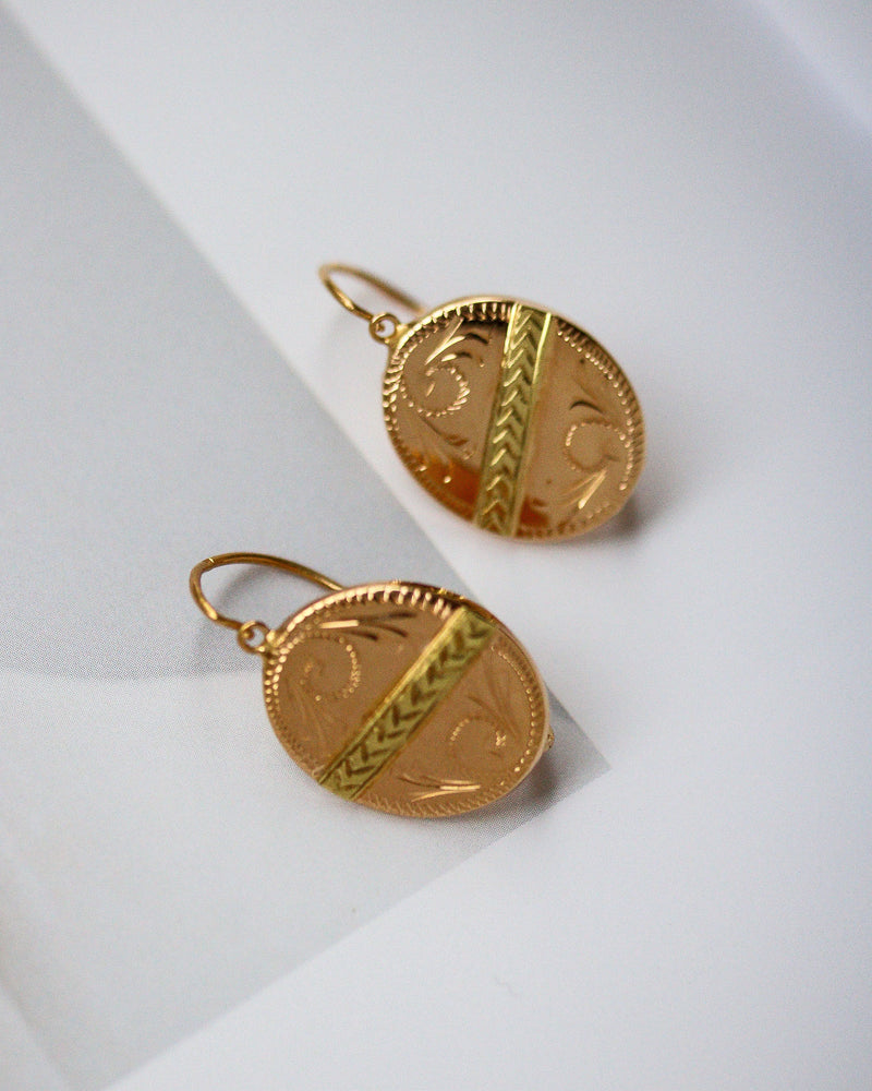 Paire de Dormeuses Médaillon Or Jaune et roe