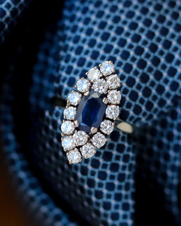 Bague Marquise Saphir et Diamants