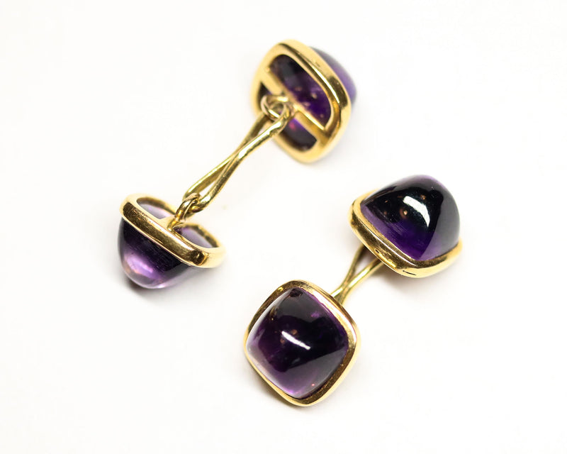 Boutons de Manchettes en Or Jaune et Améthyste
