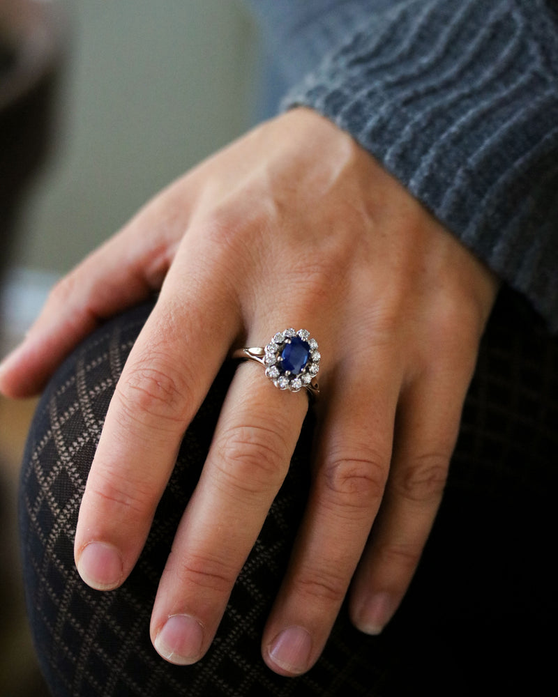 Bague Pompadour Saphir Diamants