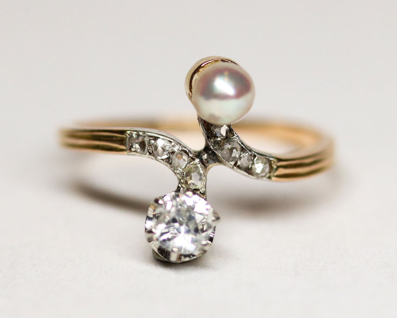 Bague Toi & Moi Perle et Diamants