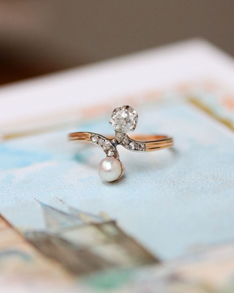 Bague Toi & Moi Perle et Diamants