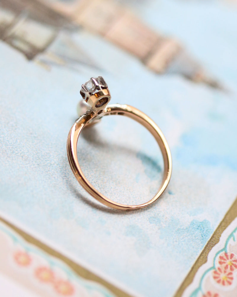 Bague Toi & Moi Perle et Diamants