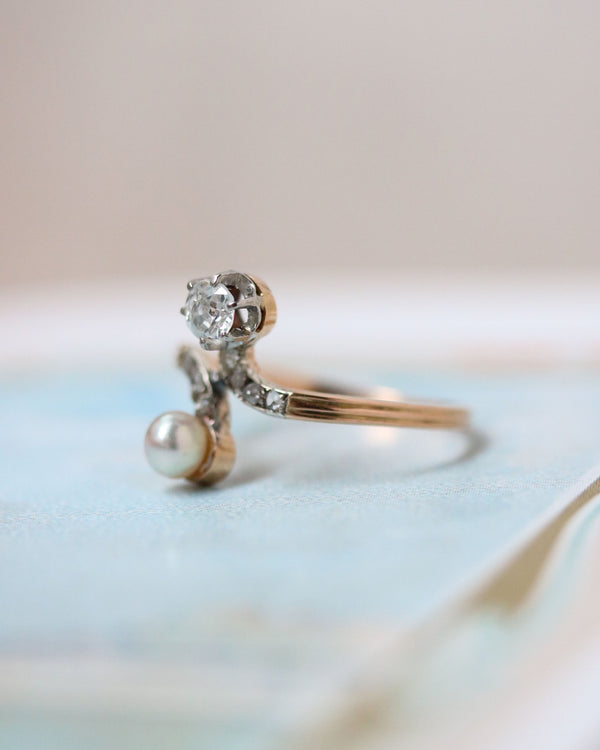 Bague Toi & Moi Perle et Diamants