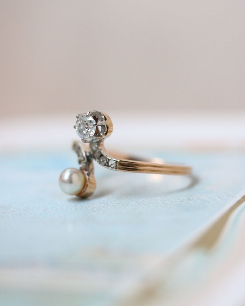 Bague Toi & Moi Perle et Diamants