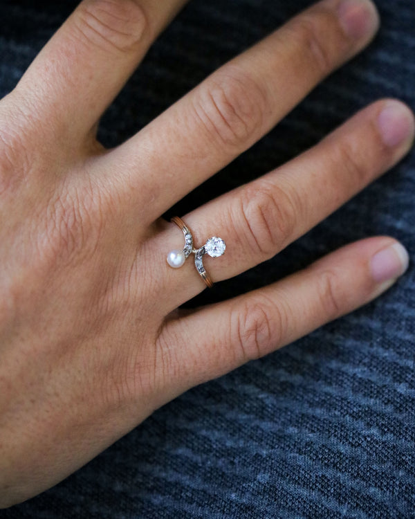 Bague Toi & Moi Perle et Diamants