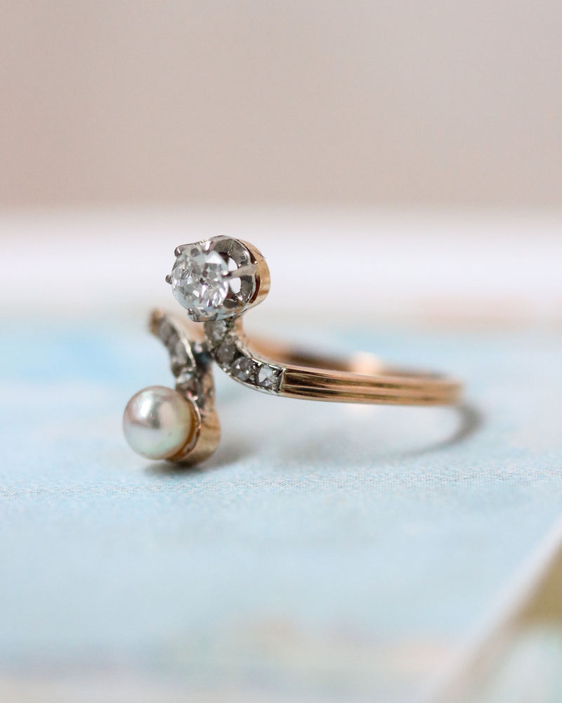 Bague Toi & Moi Perle et Diamants