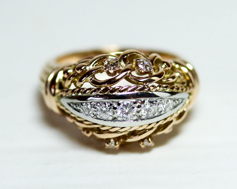 Bague 1950 Cocktail Or Diamants