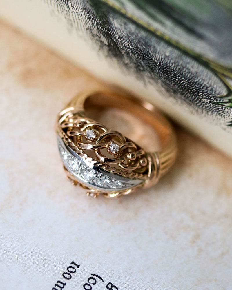 Bague 1950 Cocktail Or Diamants