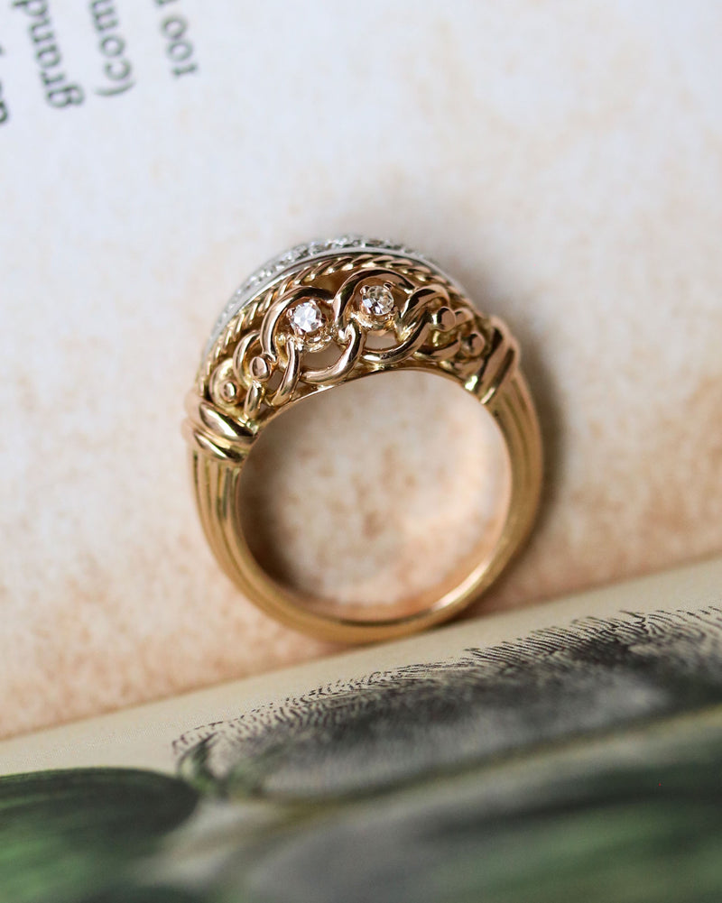 Bague 1950 Cocktail Or Diamants