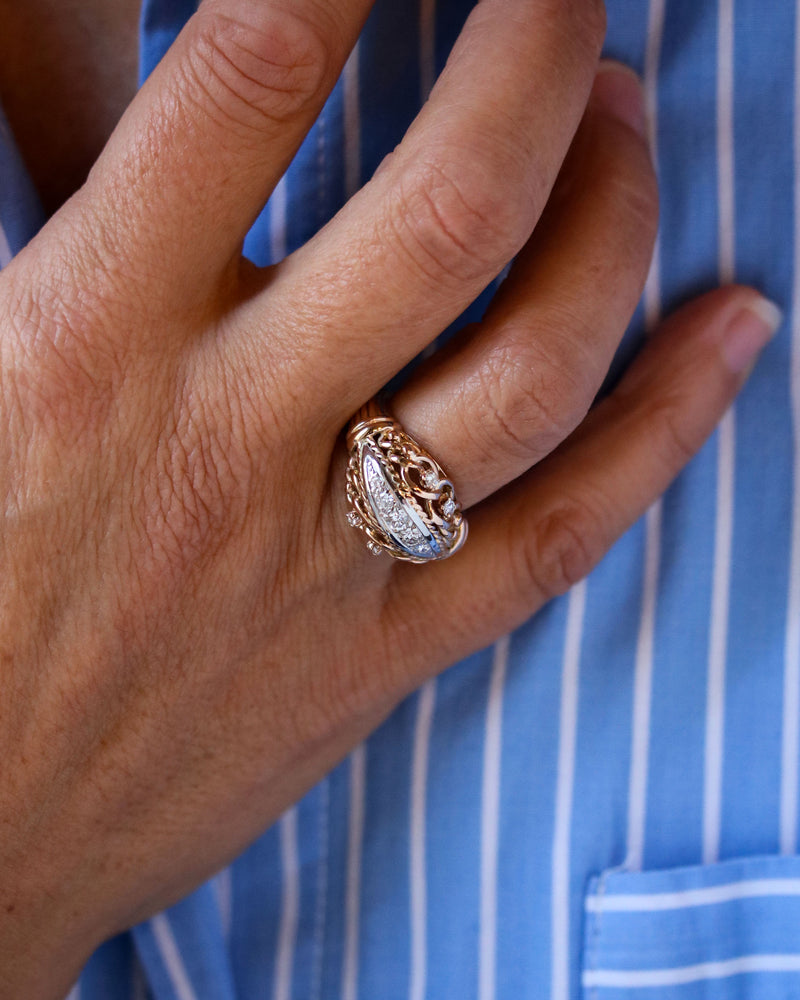 Bague 1950 Cocktail Or Diamants