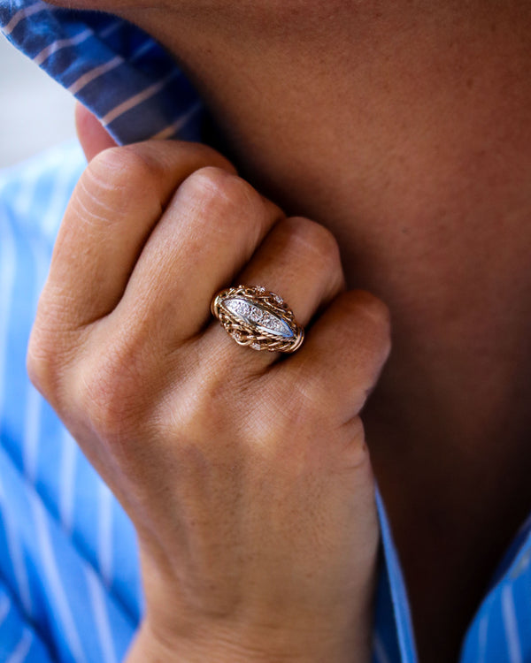 Bague 1950 Cocktail Or Diamants