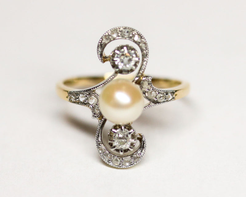 Bague 1900 Perle et Diamants