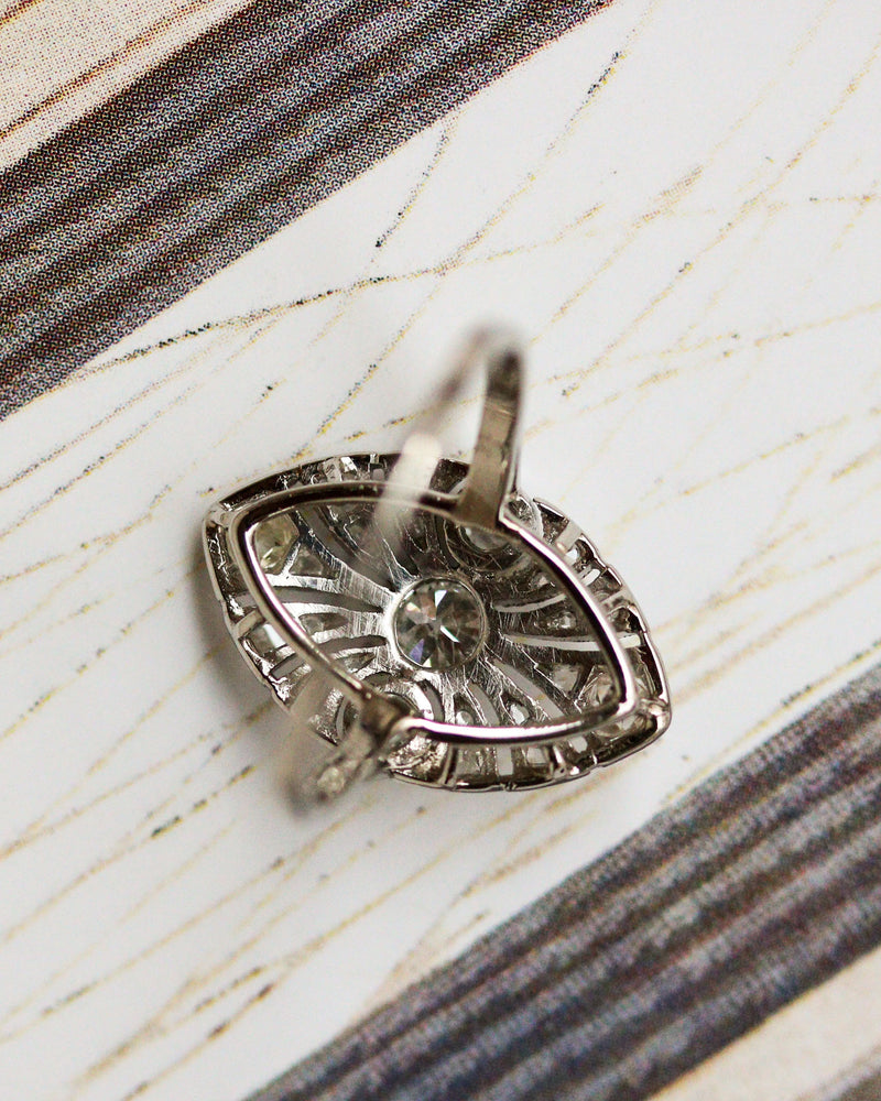 Bague Art Déco Marquise Platine Diamants