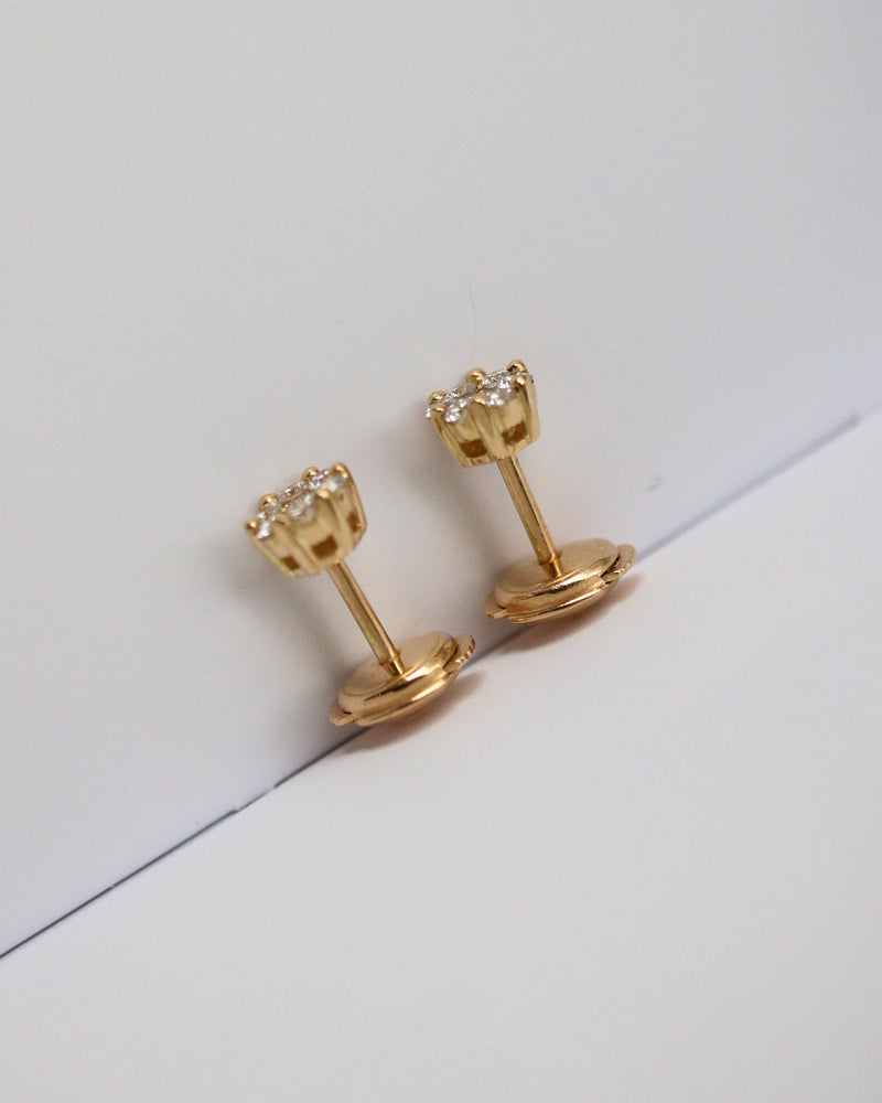 Paire de Puces d'oreilles Marguerite Or Jaune et Diamants