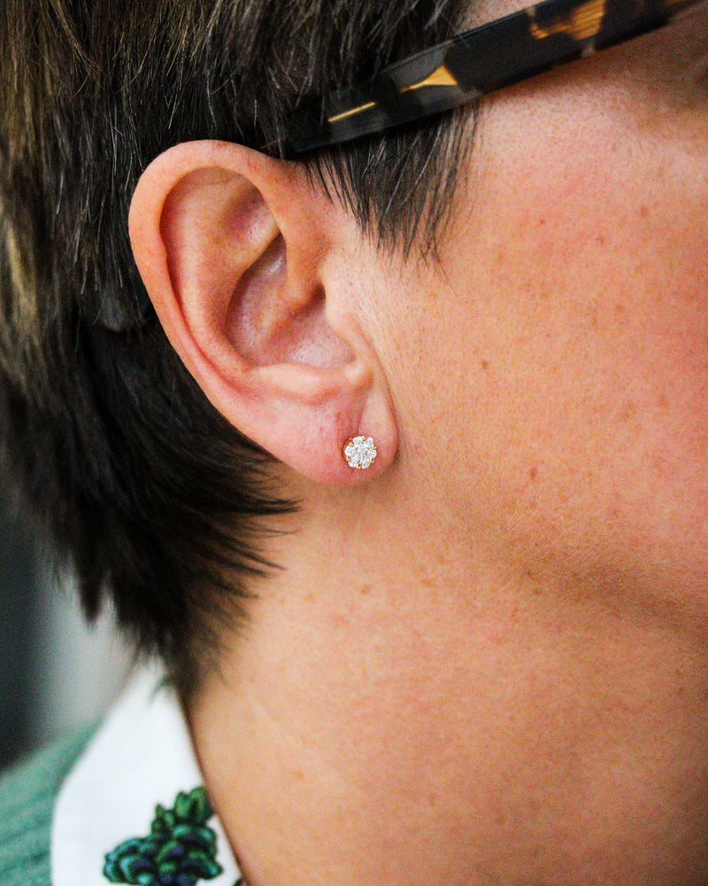 Paire de Puces d'oreilles Marguerite Or Jaune et Diamants