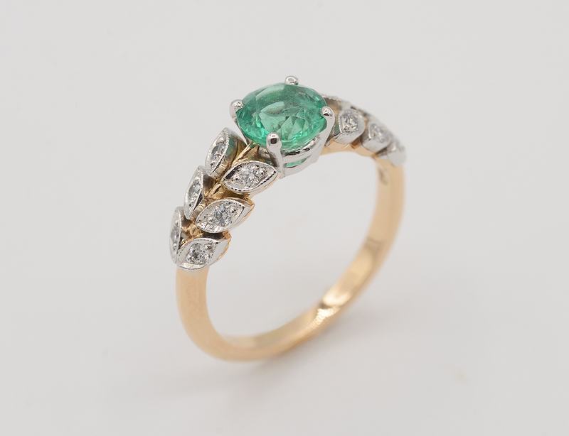 Bague Benoit Joaillier "Laurier Emeraude et Diamants"