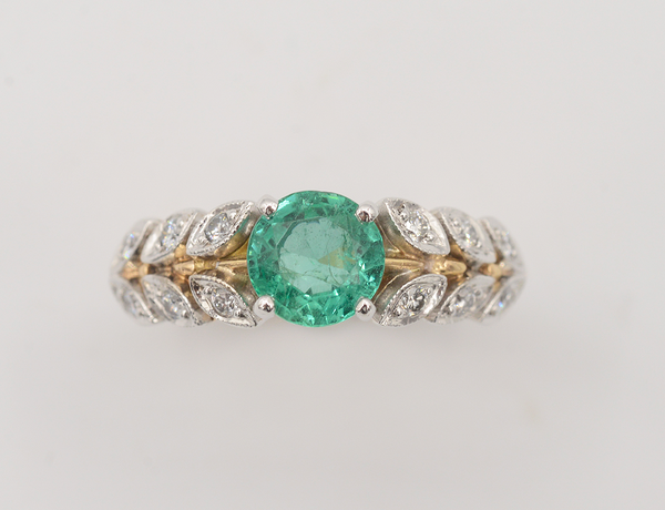 Bague Benoit Joaillier "Laurier Emeraude et Diamants"