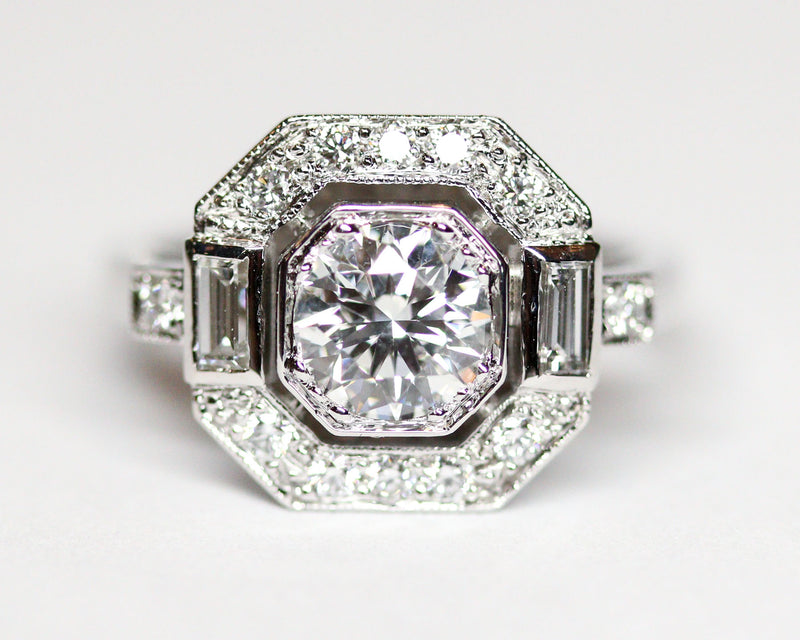 Bague Création Benoît Joaillier "Carré Pans Coupés" Diamant 1ct Certifié