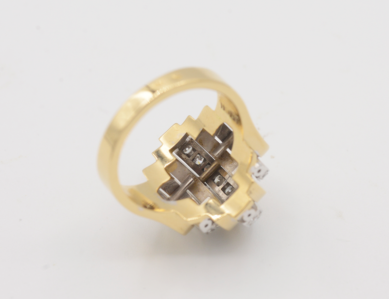 Bague Benoit Joaillier "Godrons et Diamants" Or Jaune et Blanc