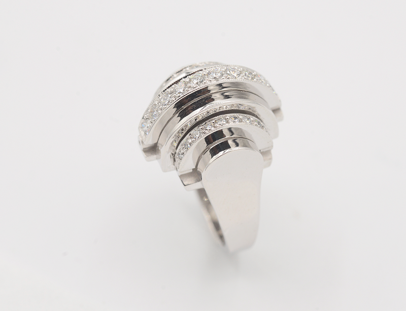 Bague Benoit Joaillier "Godrons et Diamants" Or Blanc