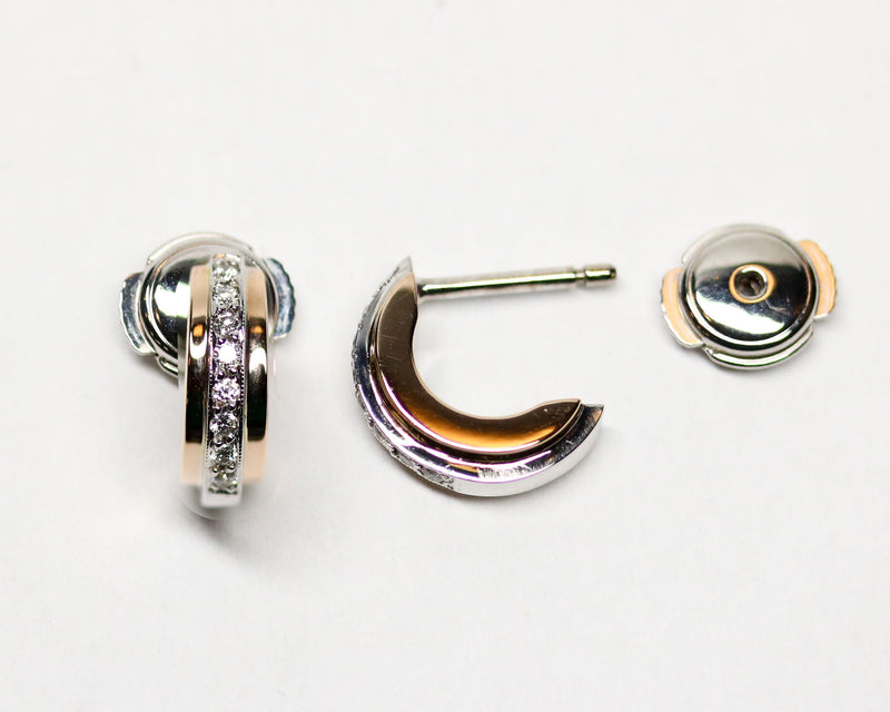 Boucles d'Oreilles Création Benoit Joaillier "Demies Créoles Bicolores"