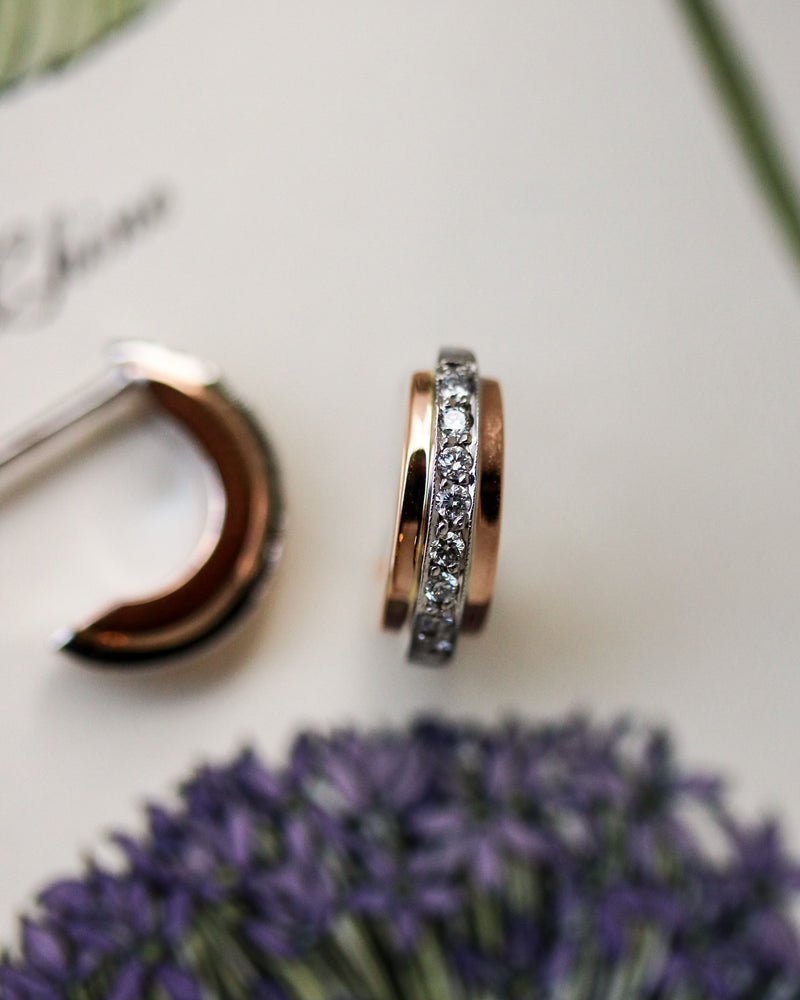 Boucles d'Oreilles Création Benoit Joaillier "Demies Créoles Bicolores"