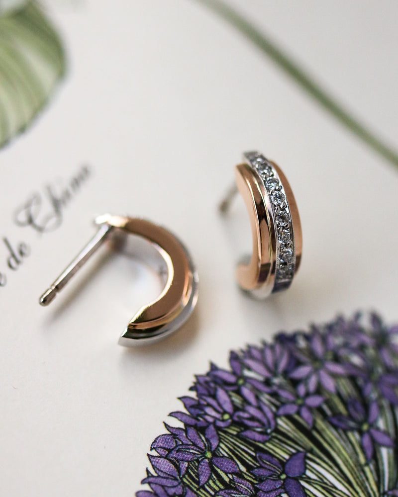 Boucles d'Oreilles Création Benoit Joaillier "Demies Créoles Bicolores"